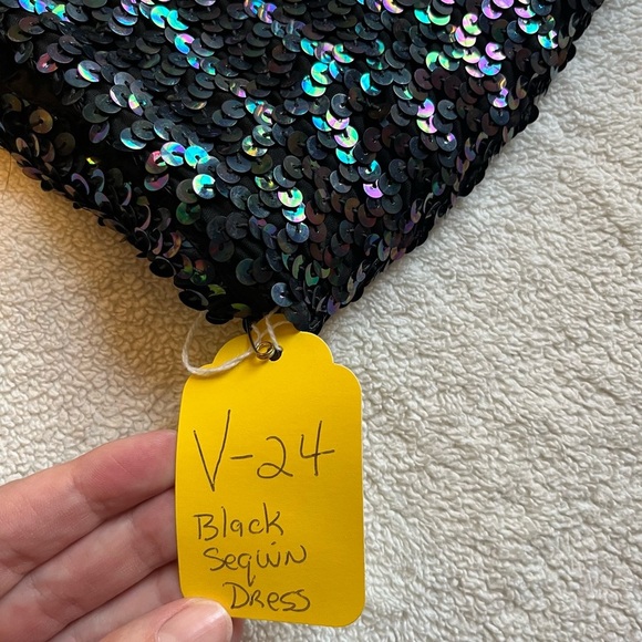Vintage Black Sequin Dress, Princess Kate New York. Holidays NYE Cocktail. Sz S - Picture 4 of 16